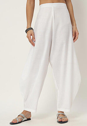 Solid Color Cotton Flex Pant in White