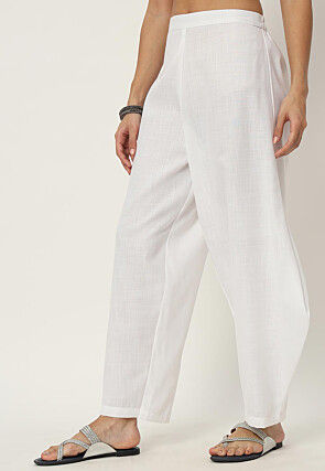 Solid Color Cotton Flex Pant in White