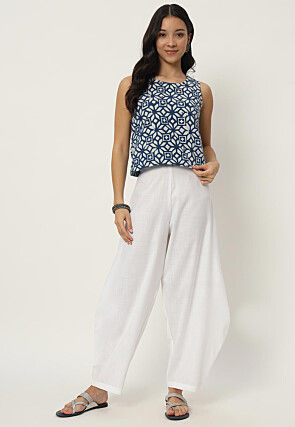 Solid Color Cotton Flex Pant in White