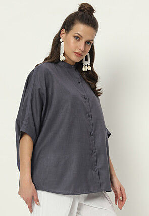 Solid Color Cotton Flex Top in Grey