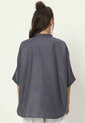 Solid Color Cotton Flex Top in Grey