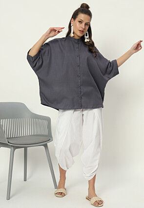 Solid Color Cotton Flex Top in Grey