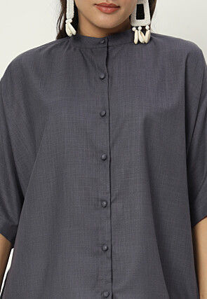 Solid Color Cotton Flex Top in Grey