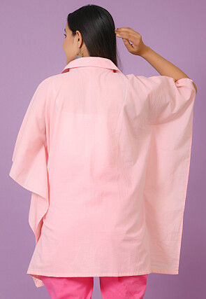 Solid Color Cotton Kaftan Style Top in Baby Pink