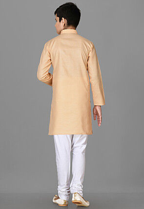 Solid Color Cotton Kurta in Beige