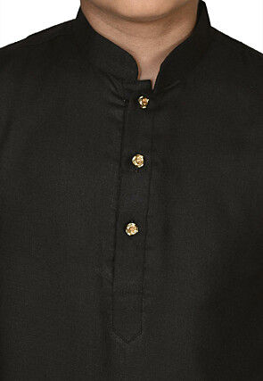 Solid Color Cotton Kurta in Black