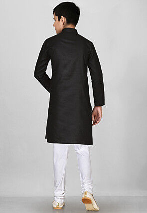 Solid Color Cotton Kurta in Black
