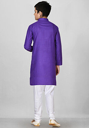 Solid Color Cotton Kurta in Violet