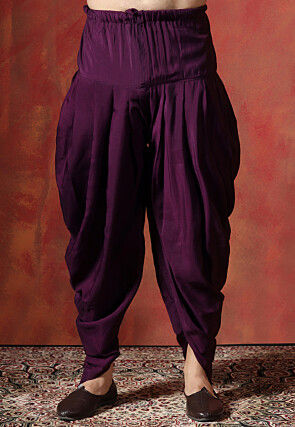 Solid Color Cotton Kurta Set in Violet
