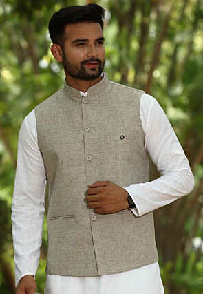 Buy KISAH Men's Nehru Jacket Ethnic Festive Grey Waistcoat Cotton, Regular  Fit at Amazon.in