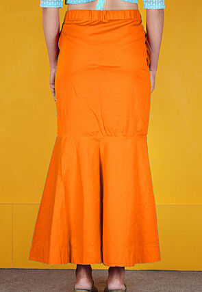 Solid Color Cotton Lycra Fish Cut Petticoat in Mustard