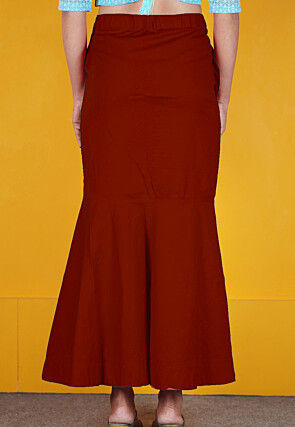 Solid Color Cotton Lycra Fish Cut Petticoat in Rust