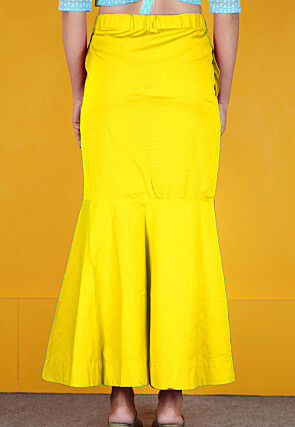 Solid Color Cotton Lycra Fish Cut Petticoat in Yellow