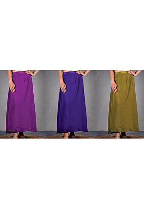 Solid Color Cotton Lycra Petticoat Combo Set in Multicolor