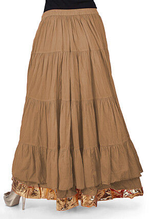 Solid Color Cotton Mulmul Skirts in Dark Beige
