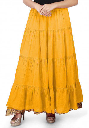 Solid Color Cotton Mulmul Skirts in Yellow