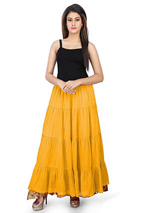 Solid Color Cotton Mulmul Skirts in Yellow
