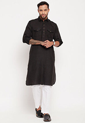Mens black pathani suit on sale