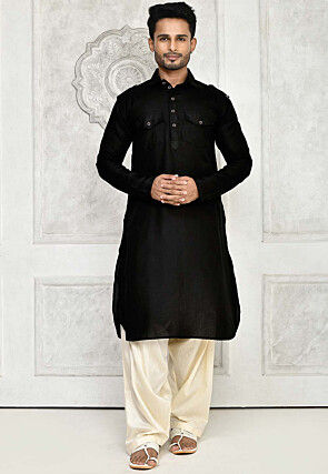 Black cotton solid men pathani suit for festive occasions - G3-MPS0711 |  G3fashion.com