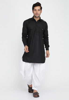 Solid Color Cotton Paithani Suit in Black