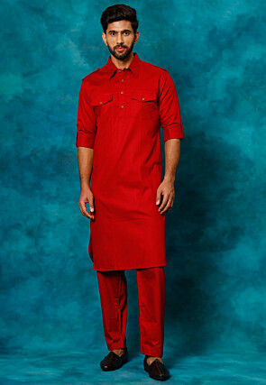 Solid Color Cotton Paithani Suit in Maroon