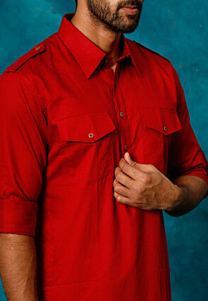 Solid Color Cotton Paithani Suit in Maroon