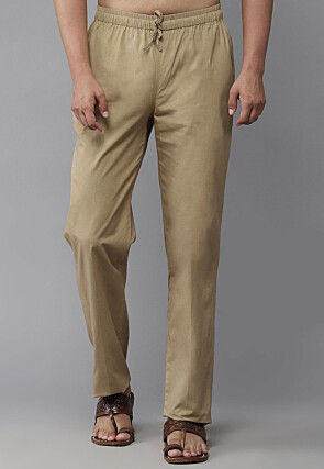 Solid Color Cotton Pajama in Beige