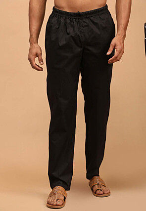 Solid Color Cotton Pajama in Black