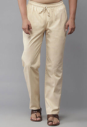 Solid Color Cotton Pajama in Light Beige