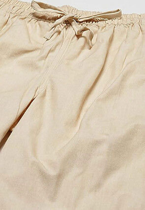 Solid Color Cotton Pajama in Light Beige