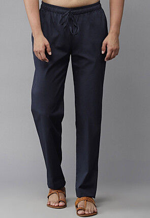 Solid Color Cotton Pajama in Navy Blue