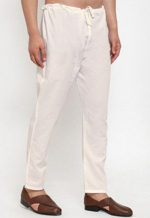 Solid Color Cotton Pajama in White