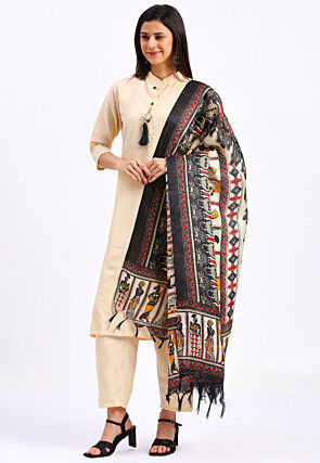 Solid color Cotton Pakistani Suit in Cream