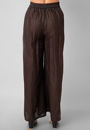 Solid Color Cotton Palazzo in Brown