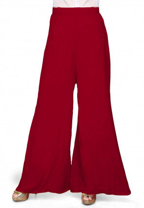Solid Color Cotton Palazzo in Maroon