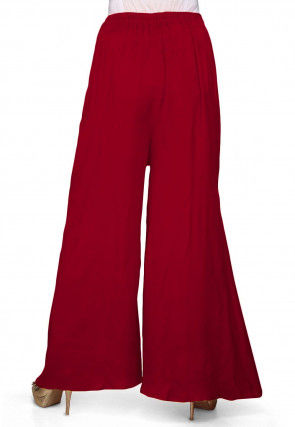 Solid Color Cotton Palazzo in Maroon
