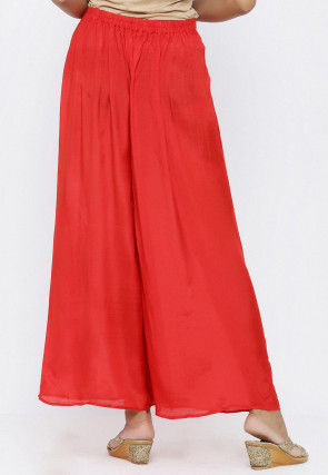 Solid Color Cotton Palazzo in Red