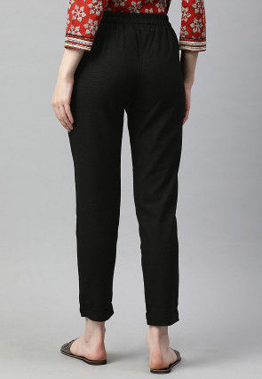 Solid Color Cotton Pant in Black