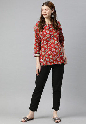 Solid Color Cotton Pant in Black