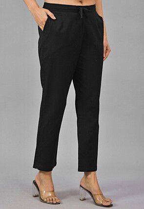 Solid Color Cotton Pant in Black