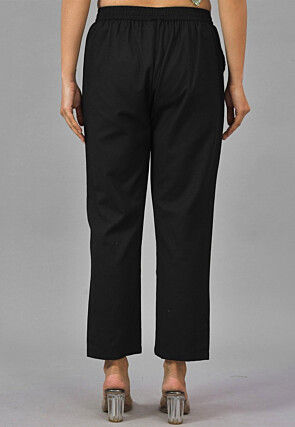 Solid Color Cotton Pant in Black