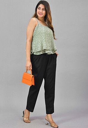 Solid Color Cotton Pant in Black