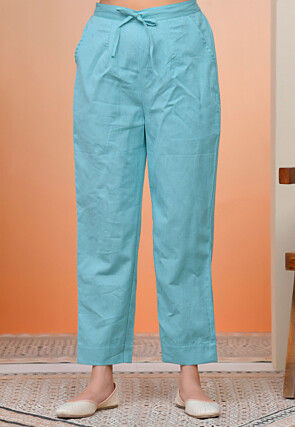 Solid Color Cotton Flex Pant in Blue