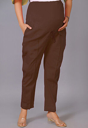 Maternity Cotton Pant in Brown
