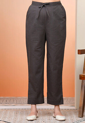 Solid Color Cotton Flex Pant in Charcoal Black