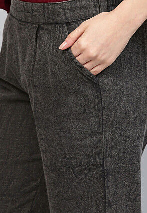 Solid Color Cotton Pant in Charcoal