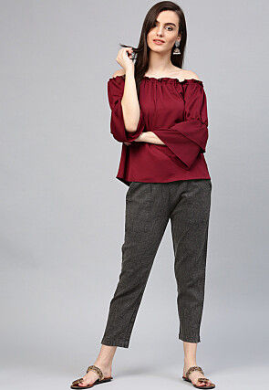 Solid Color Cotton Pant in Charcoal