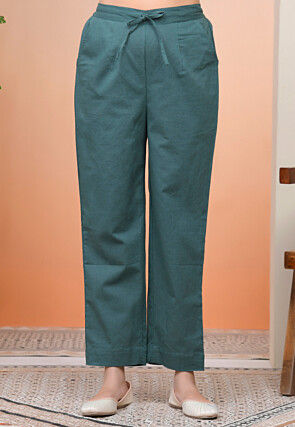 Solid Color Cotton Flex Pant in Dusty Green