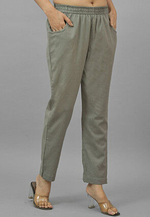 Solid Color Cotton Pant in Grey