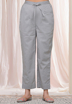 Solid Color Cotton Flex Pant in Grey